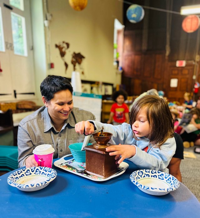 Student working independently with materials at Spicebush Montessori School